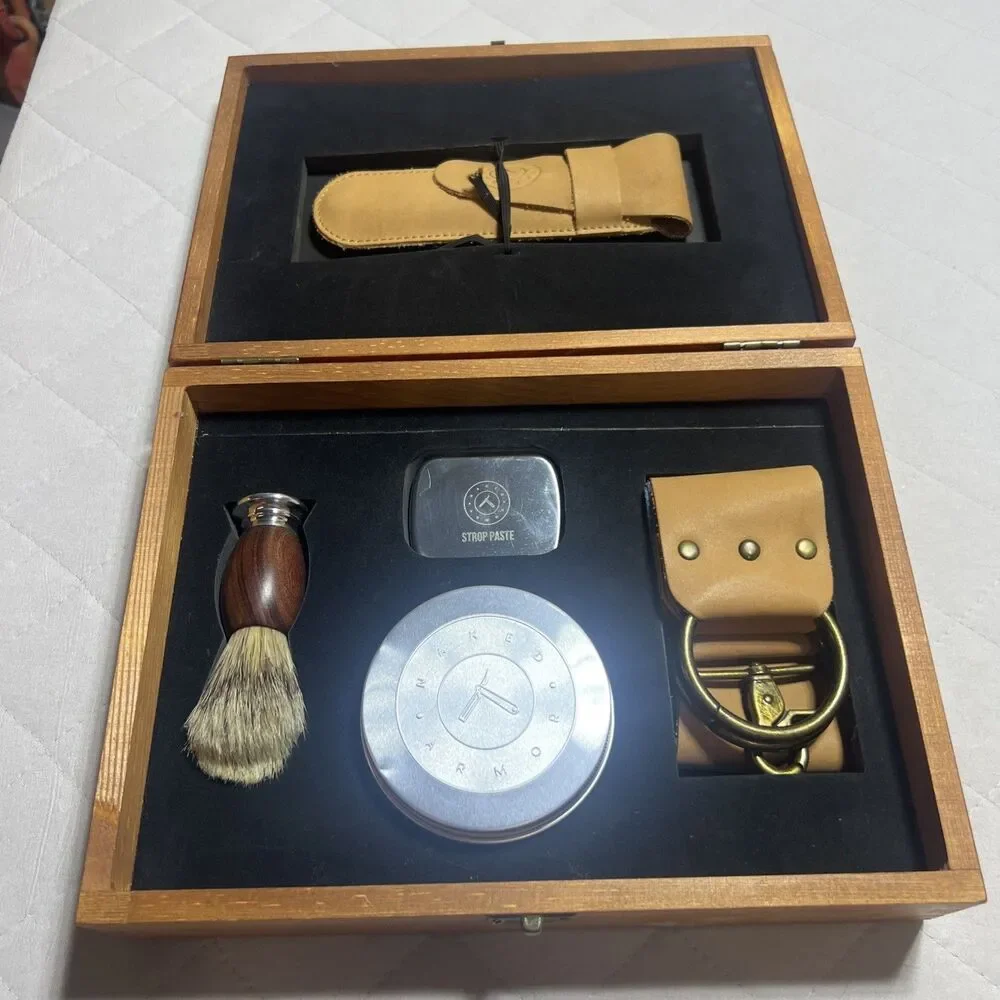 Leather Travel Shaving Kit - Tan